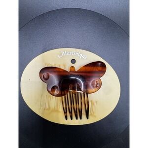 Vintage Martinique Butterfly Hair Combs - Brown Color - New